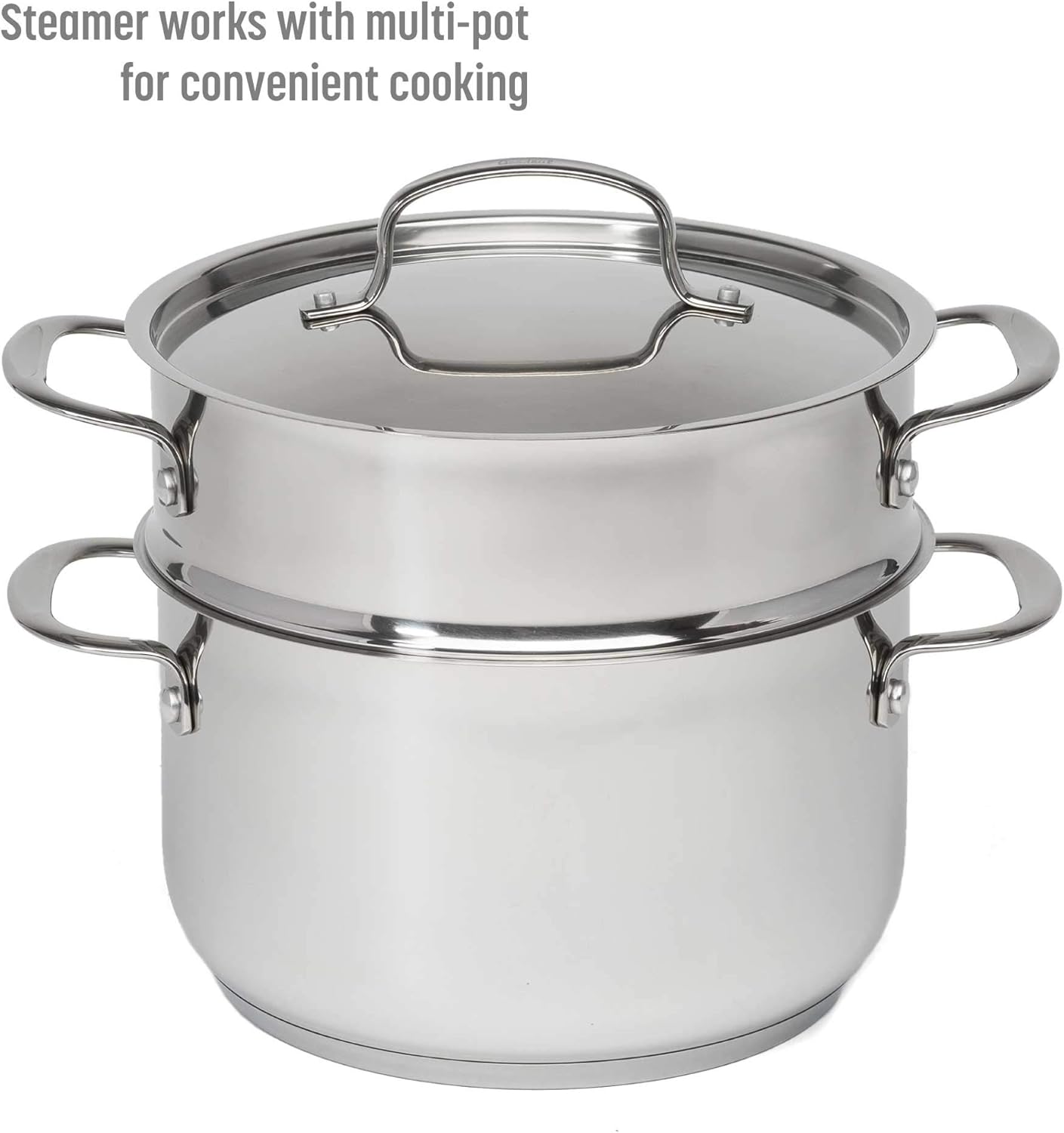 12-Piece Stainless Steel Cookware Set with Tri-Ply Base for Even Heating, Durable, Impact Bonded Pots and Pans, Includes Non Stick Frying Pan, Dishwasher Safe