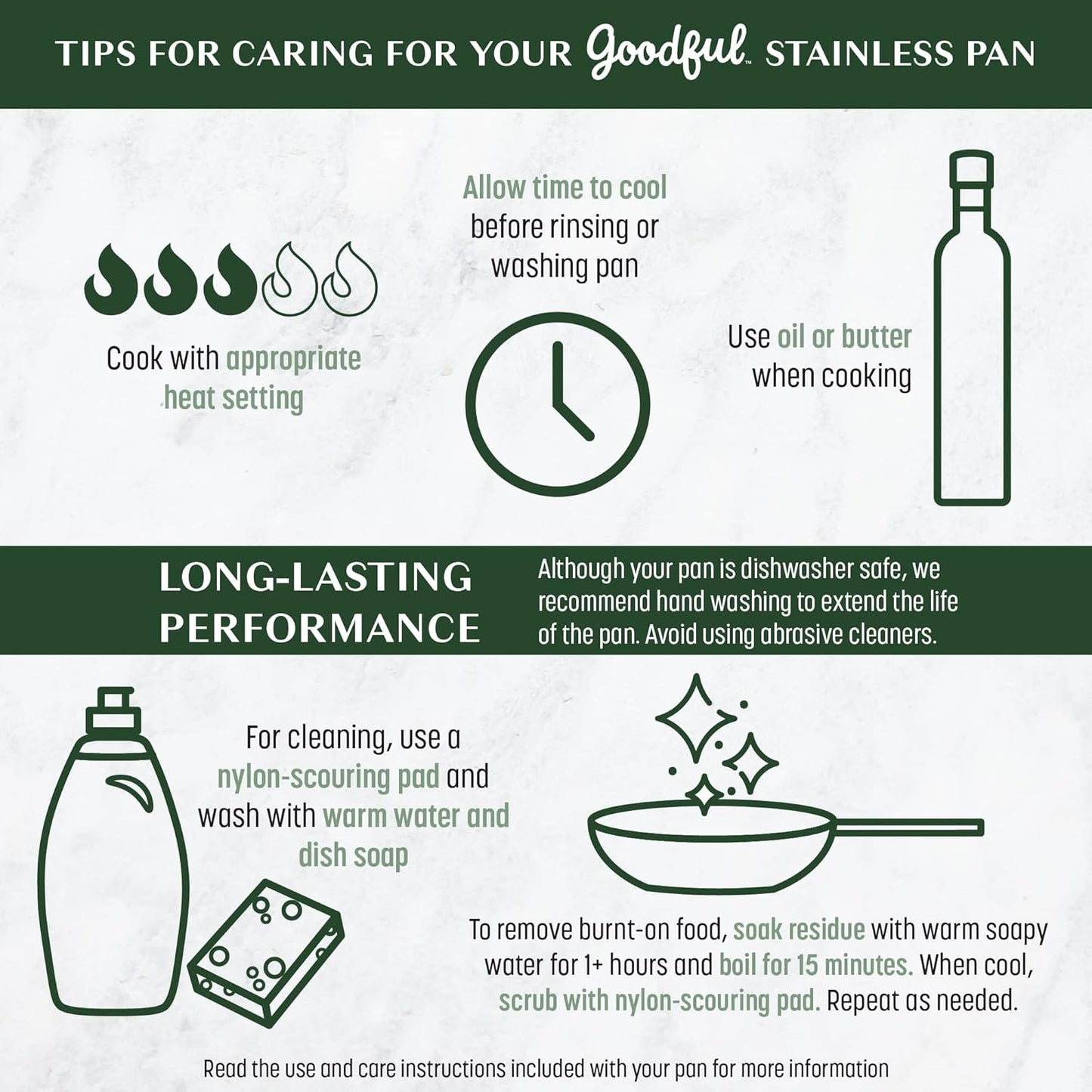 12-Piece Stainless Steel Cookware Set with Tri-Ply Base for Even Heating, Durable, Impact Bonded Pots and Pans, Includes Non Stick Frying Pan, Dishwasher Safe