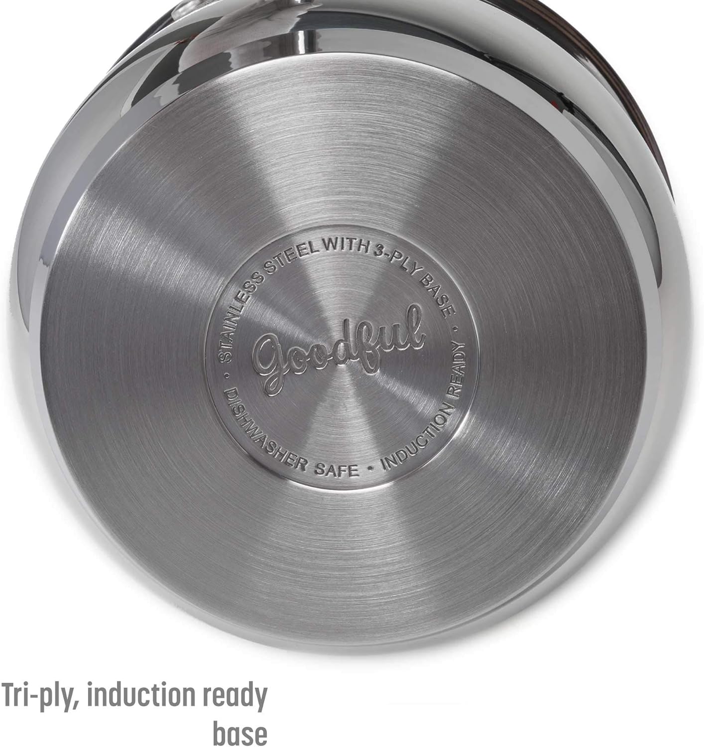 12-Piece Stainless Steel Cookware Set with Tri-Ply Base for Even Heating, Durable, Impact Bonded Pots and Pans, Includes Non Stick Frying Pan, Dishwasher Safe