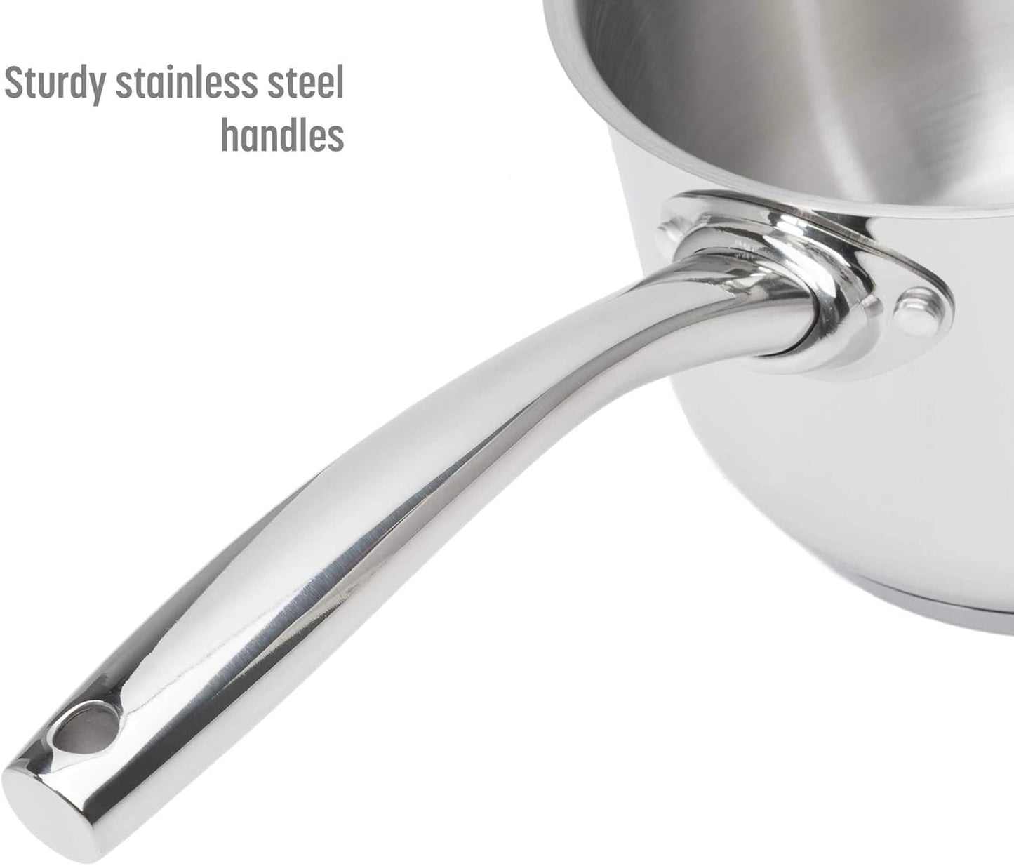 12-Piece Stainless Steel Cookware Set with Tri-Ply Base for Even Heating, Durable, Impact Bonded Pots and Pans, Includes Non Stick Frying Pan, Dishwasher Safe