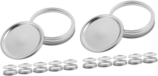 12-Piece VOSAREA Mason Jar Lid Set - Leak-proof Storage Caps for Airtight Canning Jars - Silver Tinplate Covers for Metal Caps
