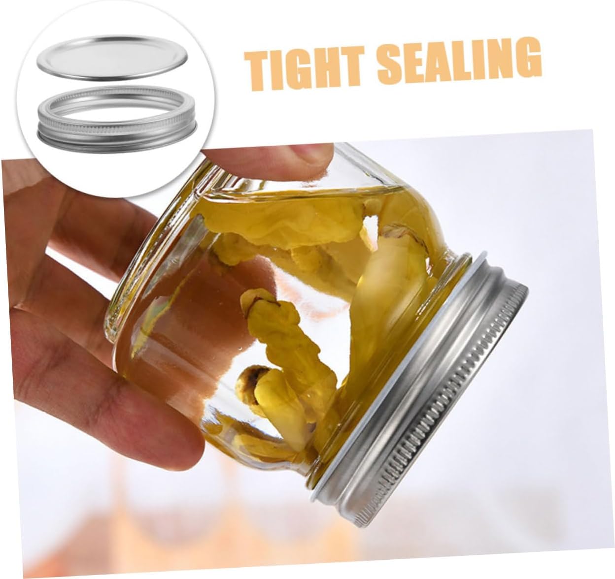 12-Piece VOSAREA Mason Jar Lid Set - Leak-proof Storage Caps for Airtight Canning Jars - Silver Tinplate Covers for Metal Caps