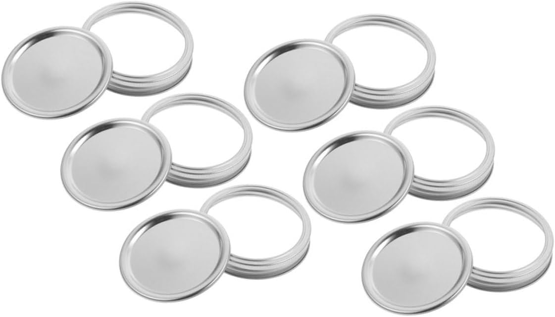 12-Piece VOSAREA Mason Jar Lid Set - Leak-proof Storage Caps for Airtight Canning Jars - Silver Tinplate Covers for Metal Caps