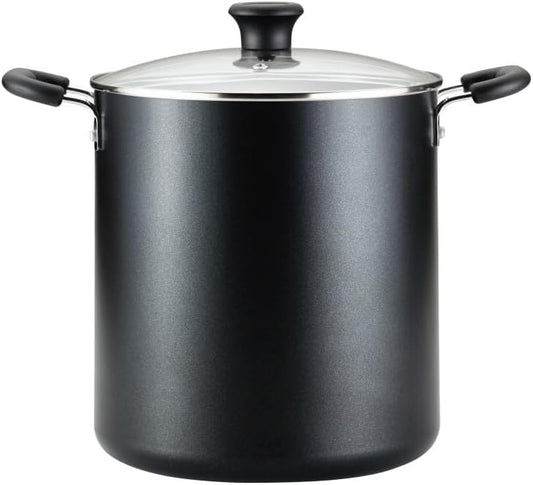 12 Quart T-fal Specialty Nonstick Stockpot with Lid - Oven Broiler Safe, Stay-Cool Handles - Dishwasher Safe Black Cooking Pot