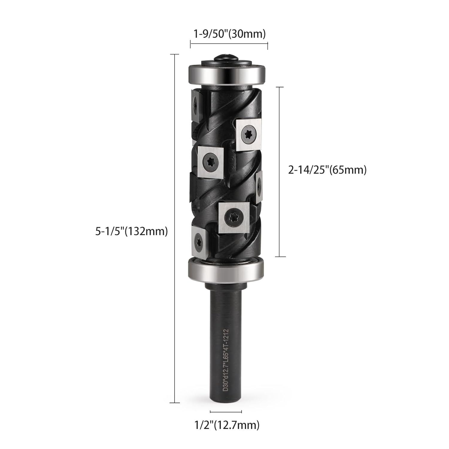 1/2" Shank Carbide Insert Flush Trim Router Bit with Double Bearings for Woodwork Trimming