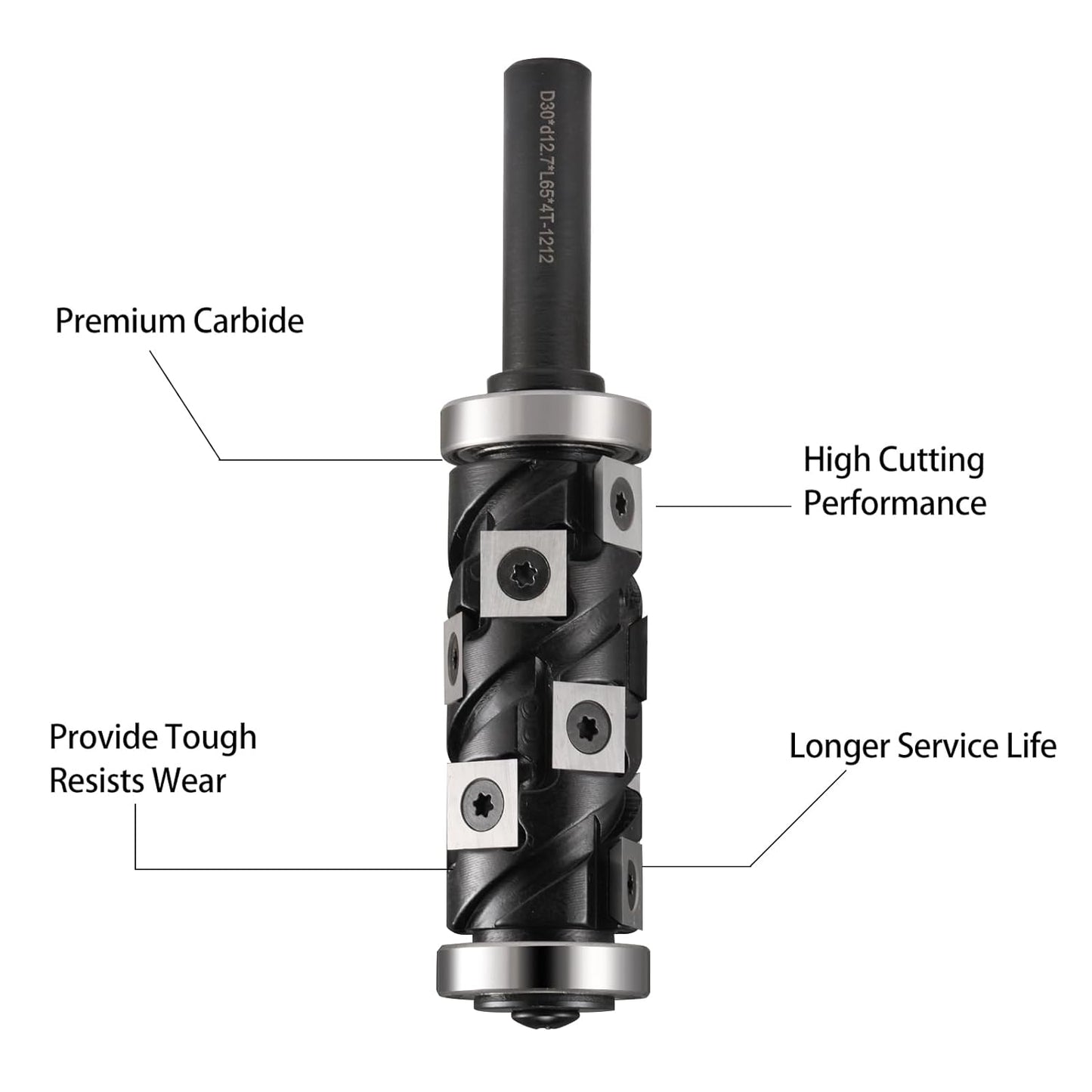 1/2" Shank Carbide Insert Flush Trim Router Bit with Double Bearings for Woodwork Trimming