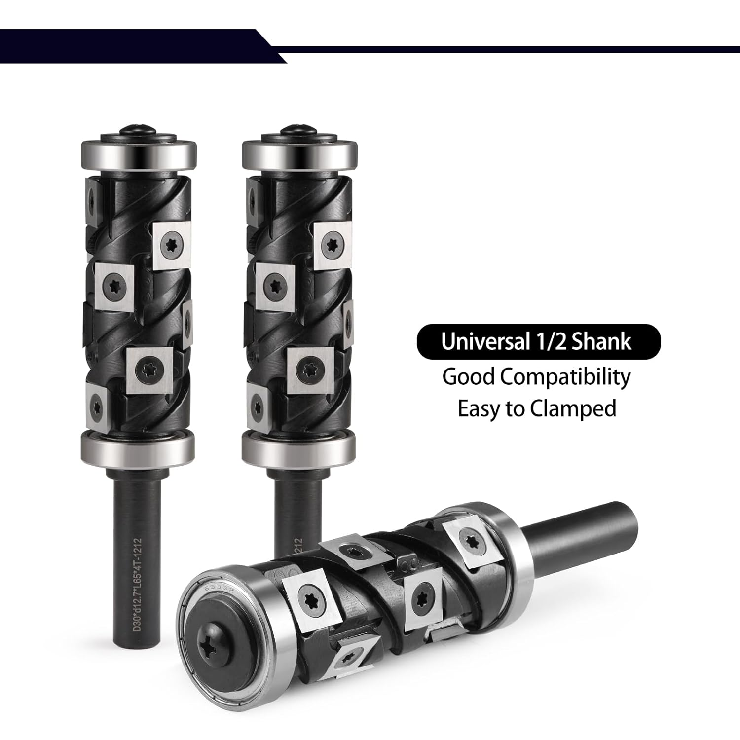 1/2" Shank Carbide Insert Flush Trim Router Bit with Double Bearings for Woodwork Trimming