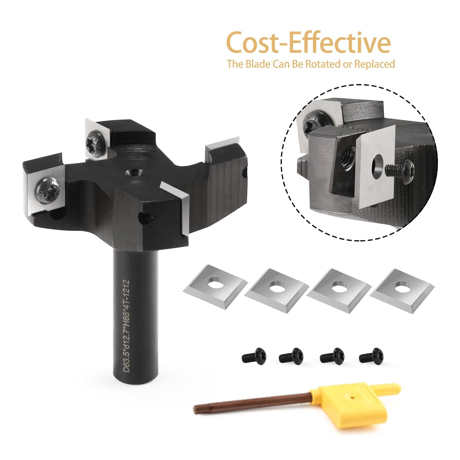 1/2" Shank CNC Spoilboard Surfacing Router Bit with Carbide Insert for Woodworking - 2-1/2" Cutting Diameter