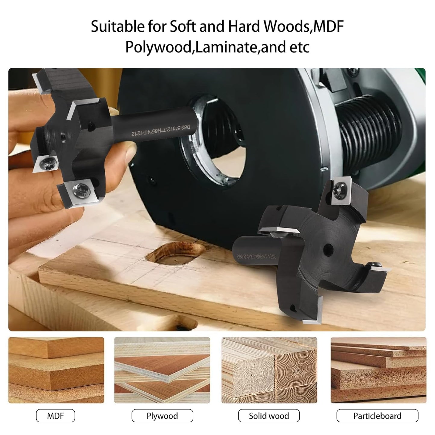 1/2" Shank CNC Spoilboard Surfacing Router Bit with Carbide Insert for Woodworking - 2-1/2" Cutting Diameter