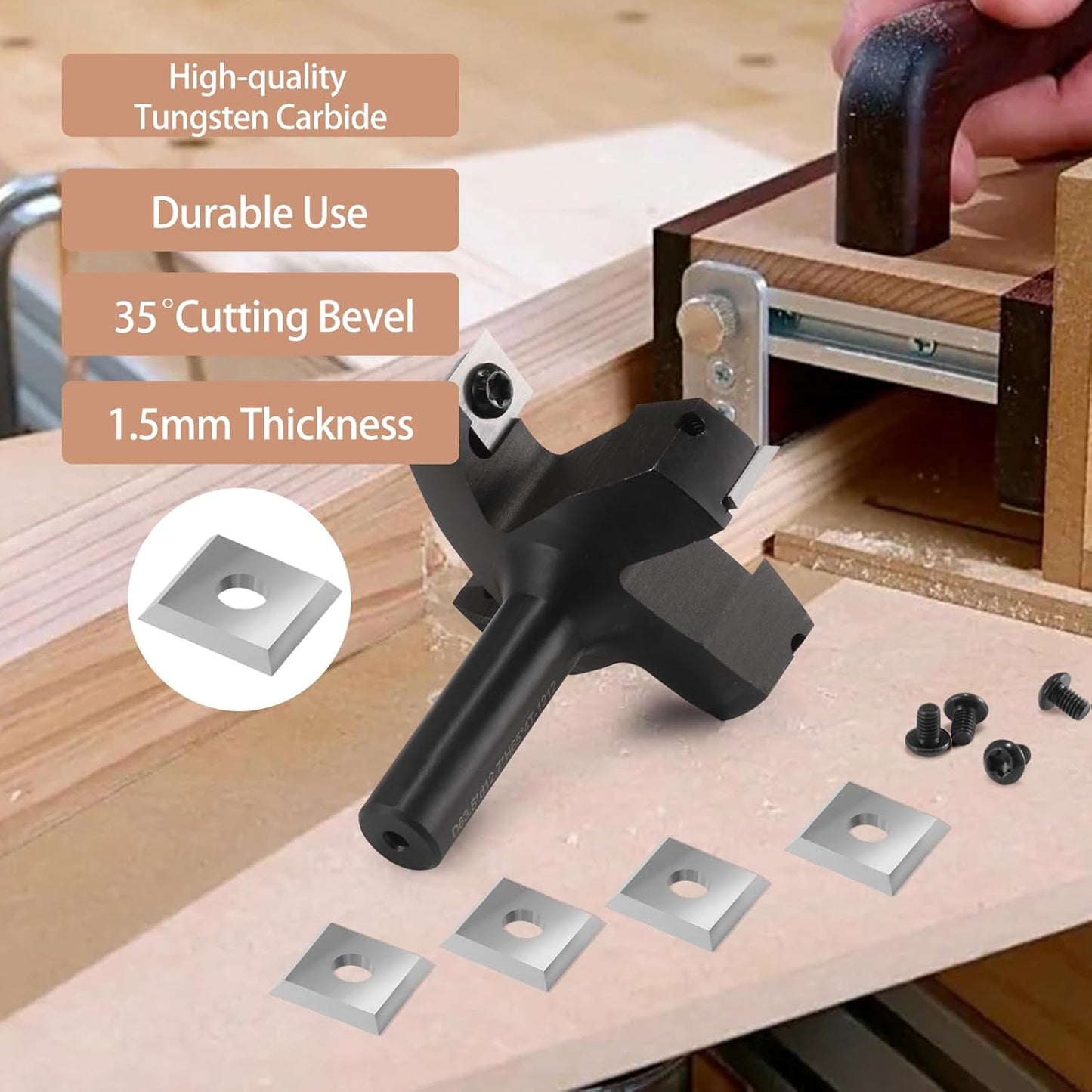 1/2" Shank CNC Spoilboard Surfacing Router Bit with Carbide Insert for Woodworking - 2-1/2" Cutting Diameter