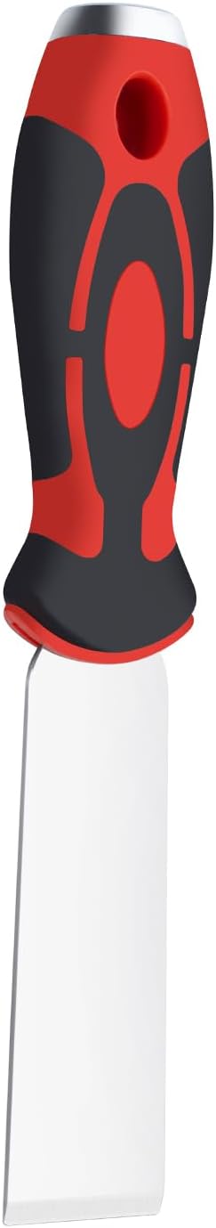 1.2" Stainless Steel Putty Knife Scraper with Hammer End and Soft Grip - Heavy Duty Rotation Design