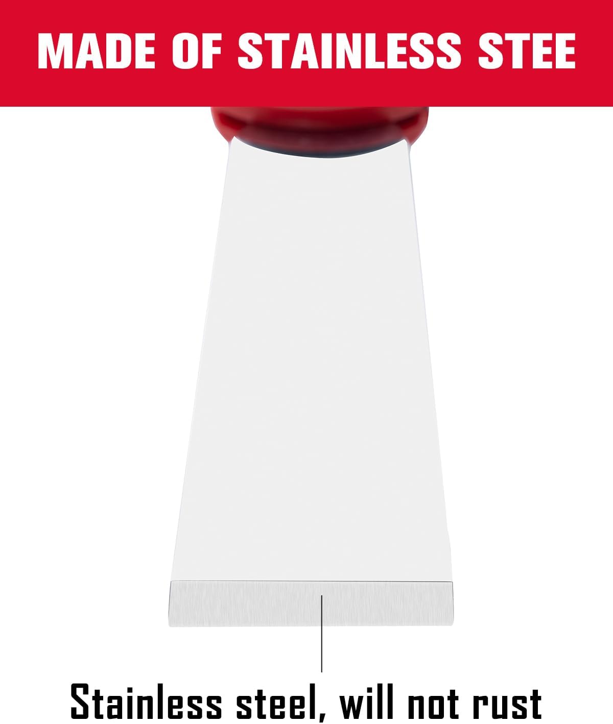 1.2" Stainless Steel Putty Knife Scraper with Hammer End and Soft Grip - Heavy Duty Rotation Design