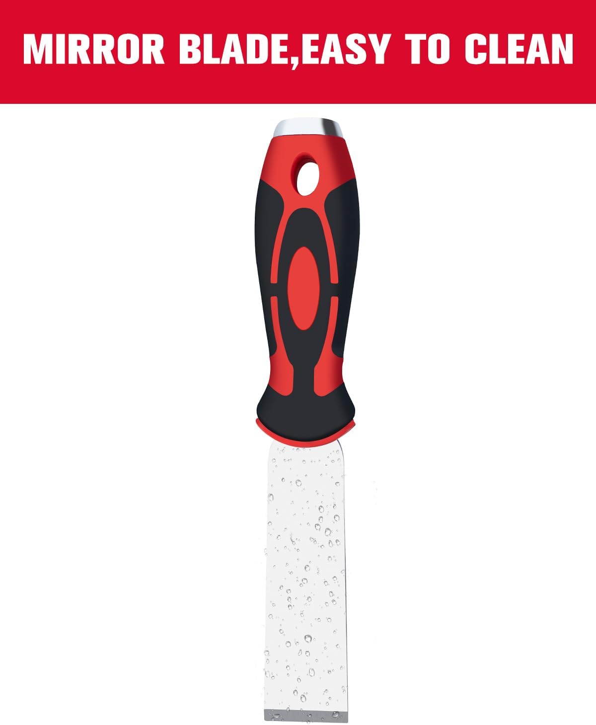 1.2" Stainless Steel Putty Knife Scraper with Hammer End and Soft Grip - Heavy Duty Rotation Design