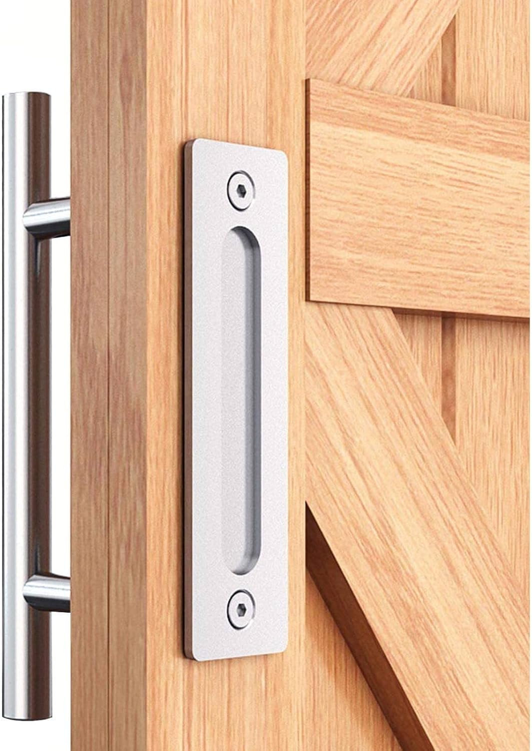12" Stainless Steel Sliding Barn Door Handles and Pulls Set - Double Sided Flush Hardware with Brushed Finish - Easy Install by EaseLife