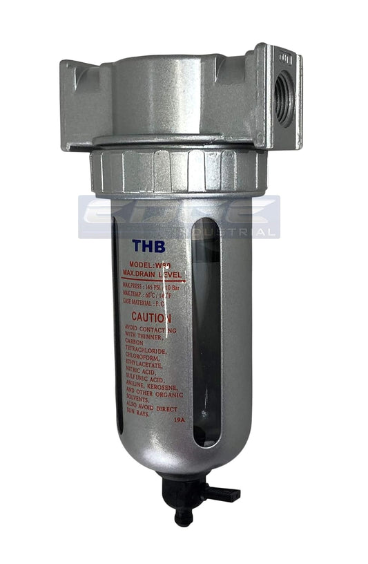 1/2" THB Particulate Filter Water Trap Separator for Compressed Air Compressor - Moisture Removal