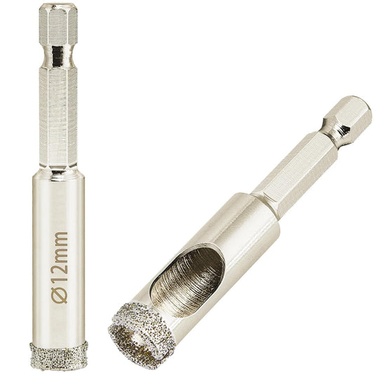 1/2" Wet Diamond Hole Saw Set for Porcelain Tile Glass Granite Ceramic Stone - 12mm Drill Bits x 2 Pack