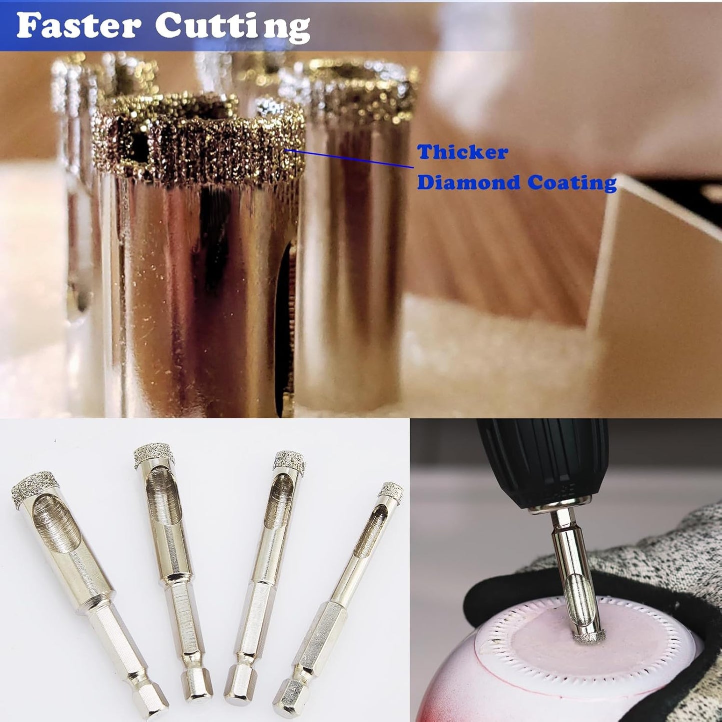 1/2" Wet Diamond Hole Saw Set for Porcelain Tile Glass Granite Ceramic Stone - 12mm Drill Bits x 2 Pack