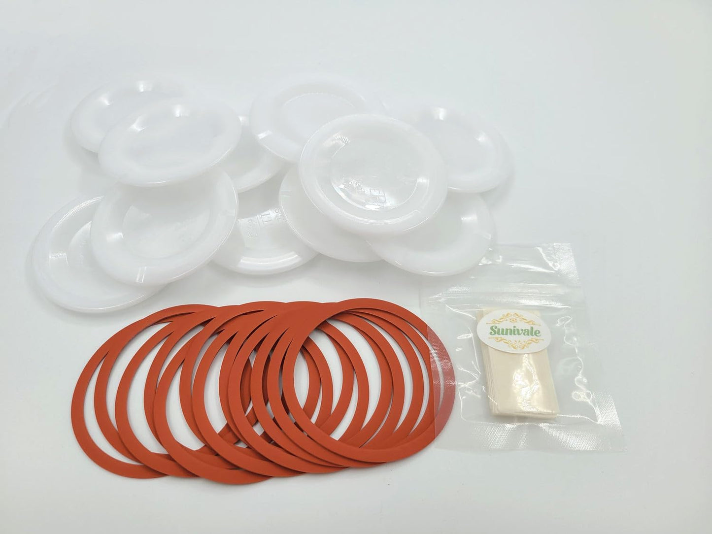 12 Wide Mouth Tattler Reusable Canning Lids Bundle with Rings and Dissolvable Sunivale Labels - Made in USA for Hot Water Bath, Vacuum Sealer, and Pressure Canning