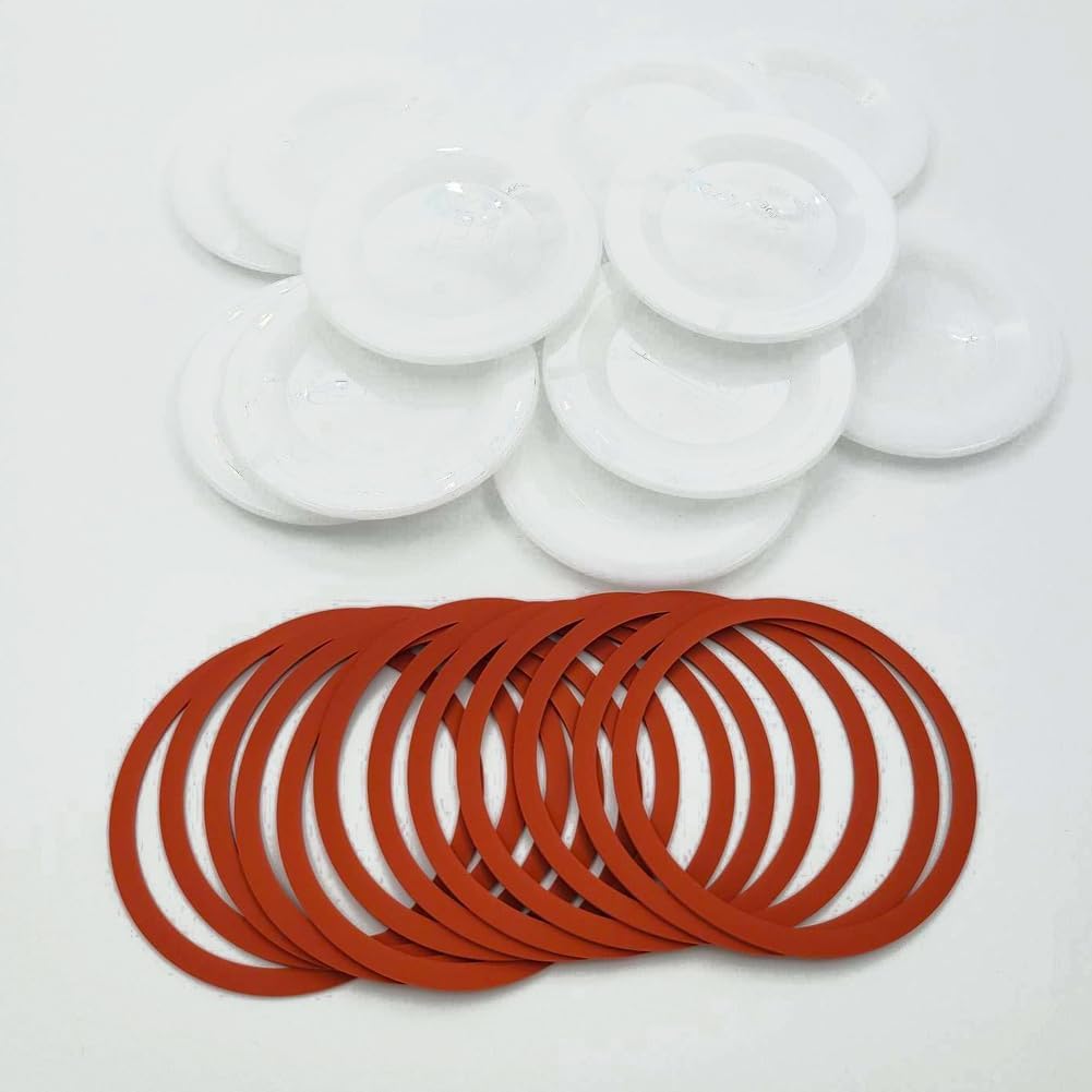 12 Wide Mouth Tattler Reusable Canning Lids Bundle with Rings and Dissolvable Sunivale Labels - Made in USA for Hot Water Bath, Vacuum Sealer, and Pressure Canning