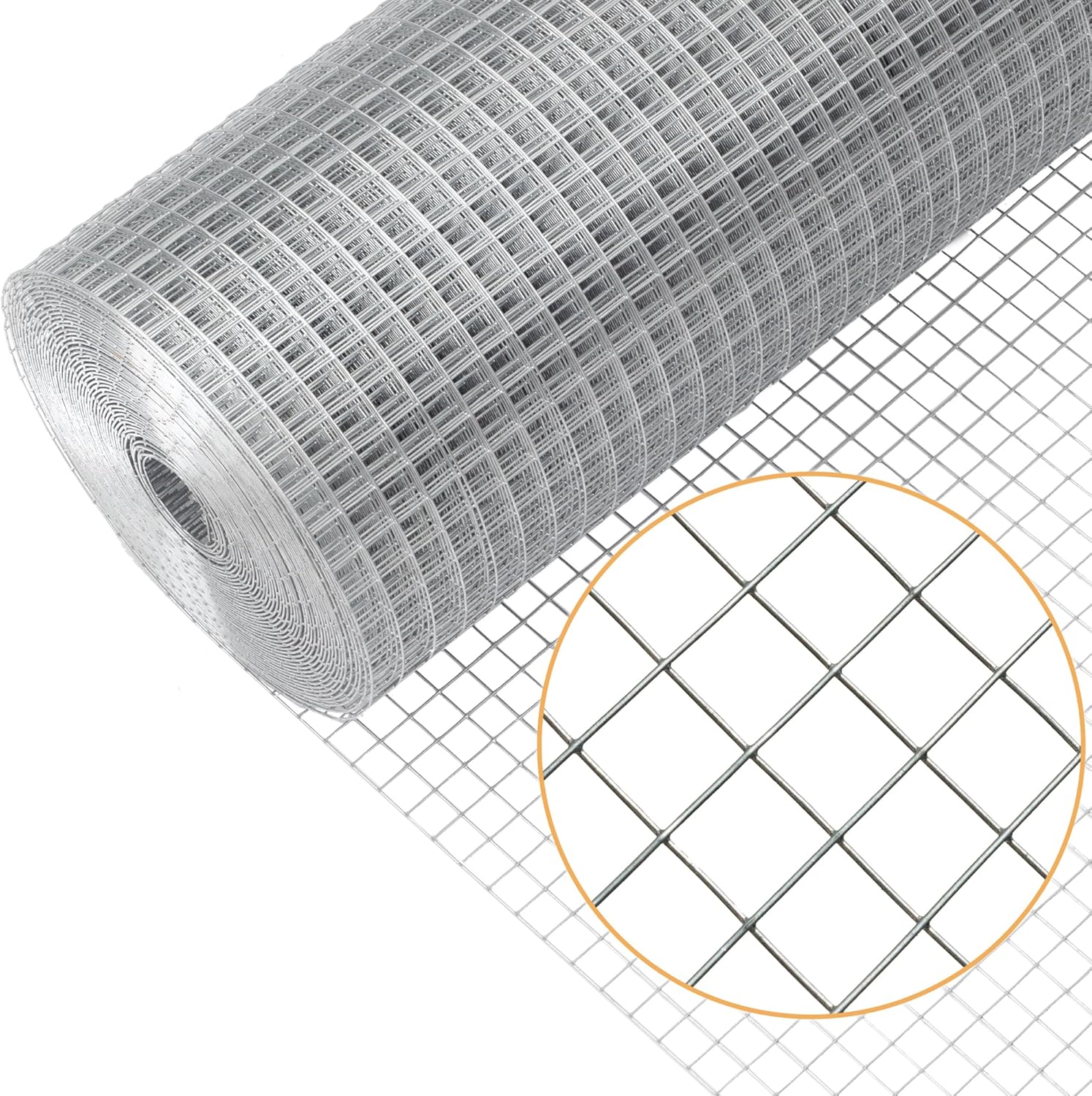 1/2" x 10 Ft 19 Gauge Metal Mesh Roll Fence for Poultry Cage & Home Improvement - Galvanized Welded Hardware Cloth