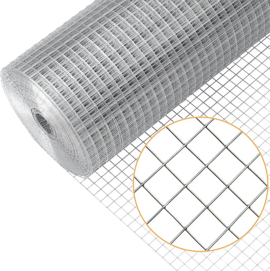 1/2" x 10 Ft 19 Gauge Metal Mesh Roll Fence for Poultry Cage & Home Improvement - Galvanized Welded Hardware Cloth