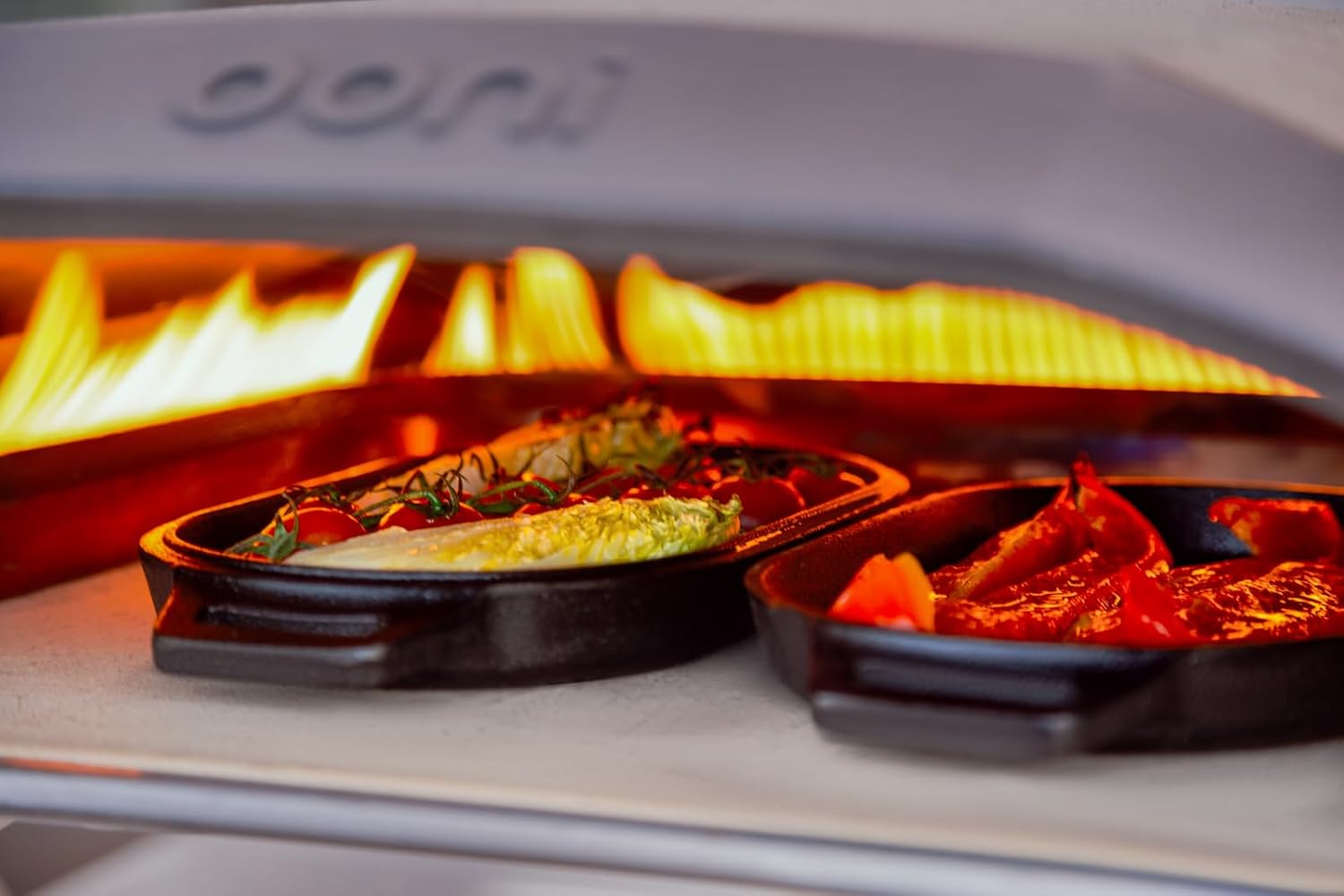 12" x 6" Ooni Cast Iron Grizzler Pan with Removable Handle - Non-Stick Pre-Seasoned Grill Frying Pan for Oven, Pizza Oven, and BBQ Accessories