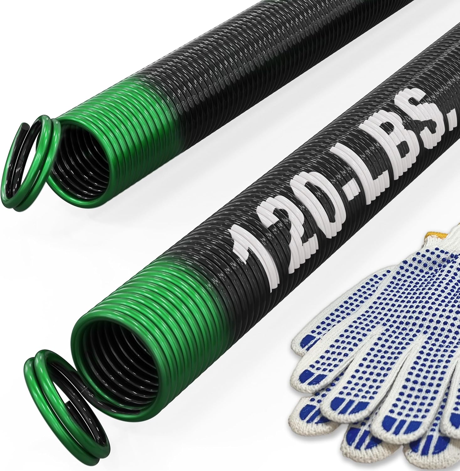 120-lbs. Garage Door Extension Spring Replacement Kit - 25'' Double Loop Ends, 1 Pair - Black Coated Kit