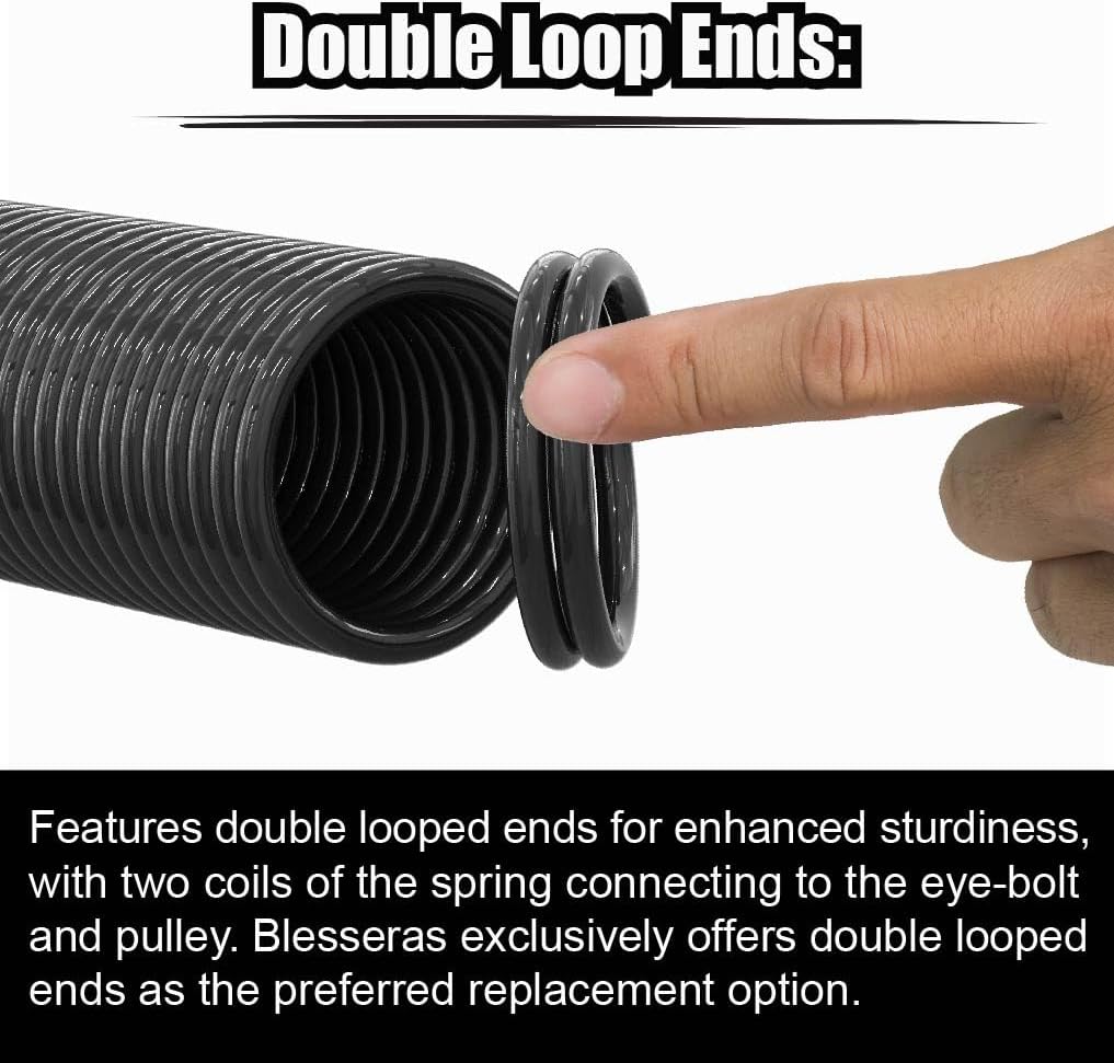 120-lbs. Garage Door Extension Spring Replacement Kit - 25'' Double Loop Ends, 1 Pair - Black Coated Kit
