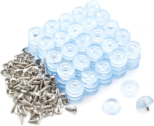 120-Pack Clear Rubber Feet with Stainless Screws for Cutting Boards, Furniture, Electronics - Non Slip Bumper