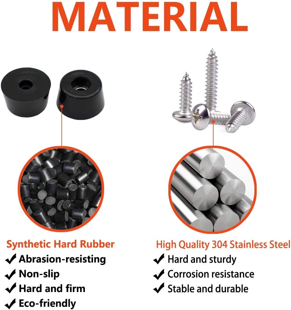 120 Soft Cutting Board Rubber Feet with Stainless Steel Screws - Non-Slip, Anti-Skid Grips for Furniture, Electronics, Appliances - 0.31 x 0.59 (HD)