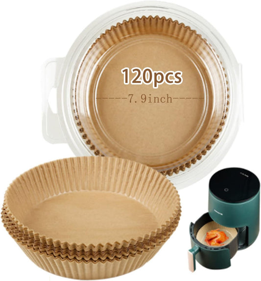 120pcs 6.3inch Non-Stick Air Fryer Parchment Paper Liners - Oil-proof Food Grade Baking Paper for Roasting, Microwave