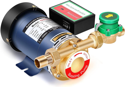 120W Home Water Pressure Booster Pump with Automatic Flow Switch - 115VAC, 396 GPH, 21.7 PSI - Ideal for Kitchen & Bathroom