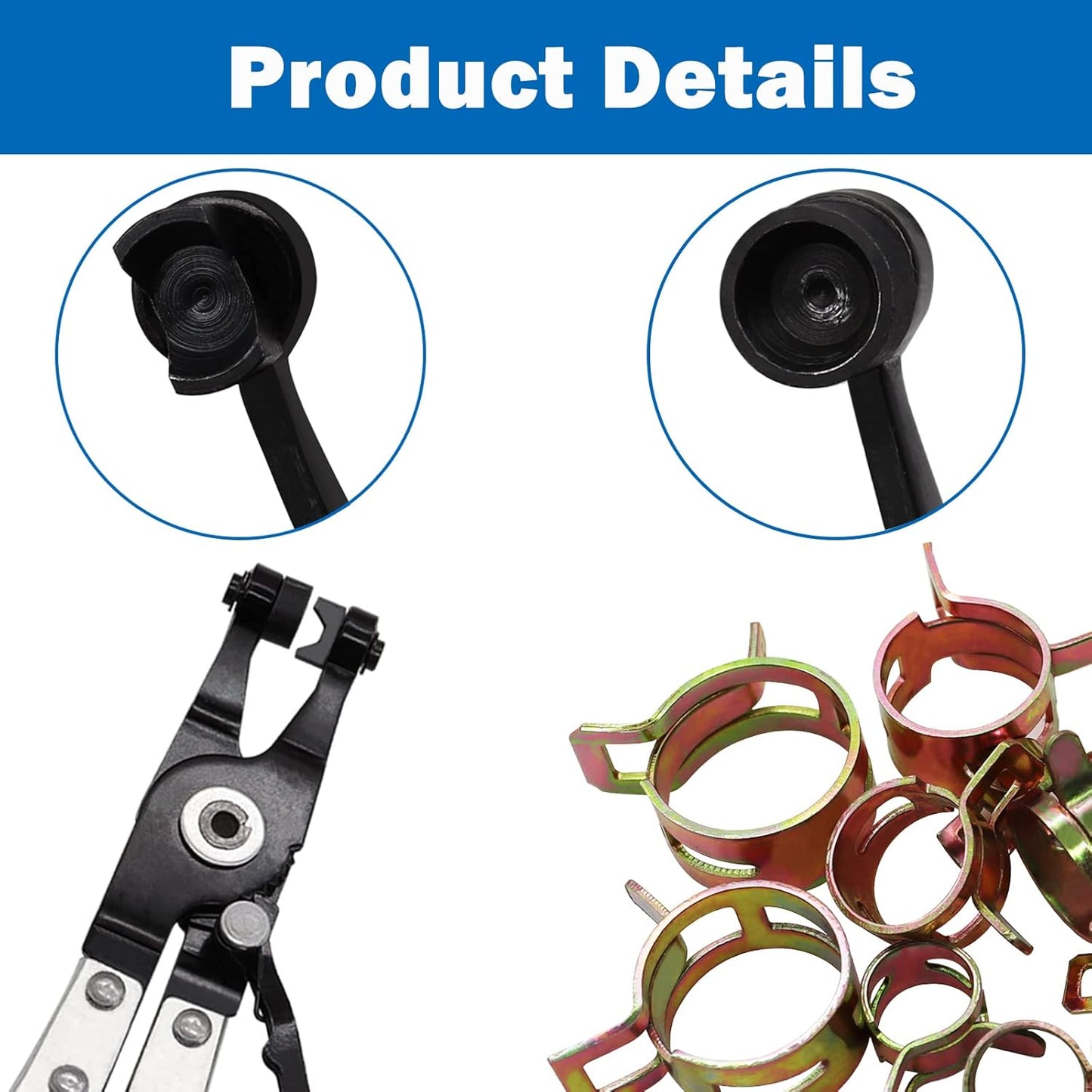 121Pcs Spring Hose Clamp Assortment Kit 7-22mm with Plier - Fuel, Vacuum, Air Clip Clamp Set