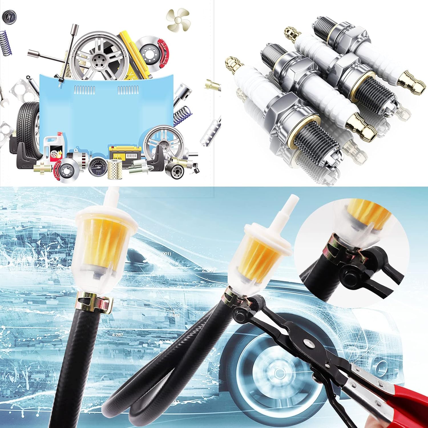 121Pcs Spring Hose Clamp Assortment Kit 7-22mm with Plier - Fuel, Vacuum, Air Clip Clamp Set