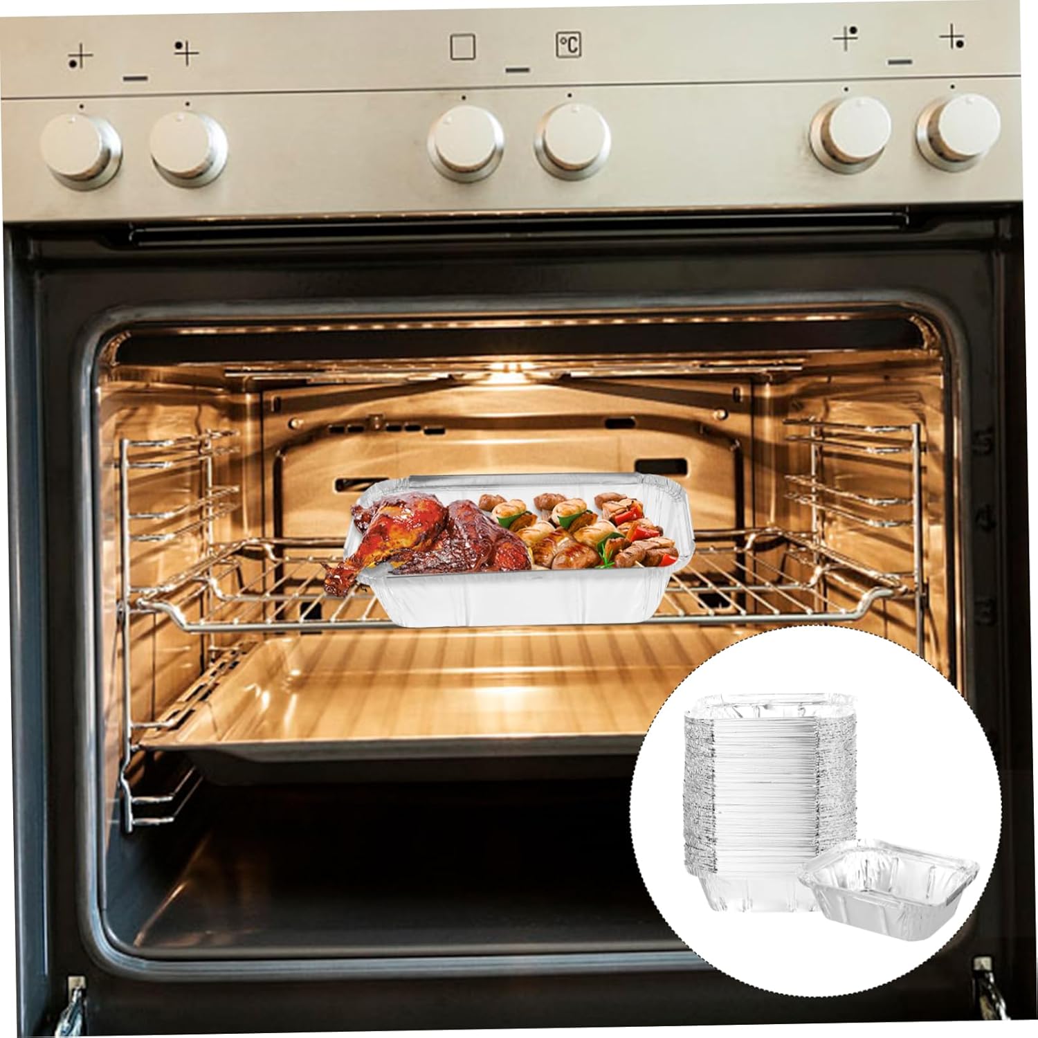 125 Pack Disposable Foil Containers with Lids - Heavy Duty Takeout Pans for BBQ Meal Prep - 230ml Size for Catering and Grilling