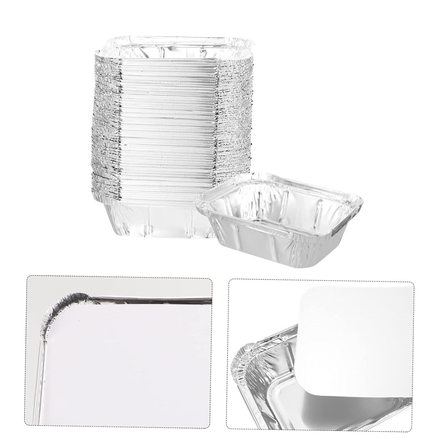 125 Pack Disposable Foil Containers with Lids - Heavy Duty Takeout Pans for BBQ Meal Prep - 230ml Size for Catering and Grilling