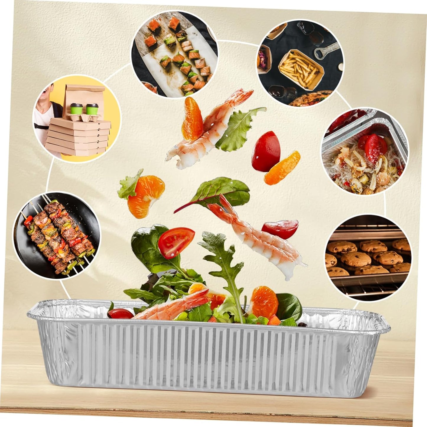 125 Pack Foil Pans for Cooking, Baking, Heating, and Storing - Disposable Food Trays for Meal Prep, Takeaway, Catering