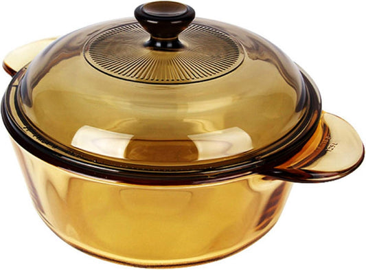 1.25L Heat Resistant Amber Glass Ceramic Dutch Oven Stockpot with Lid