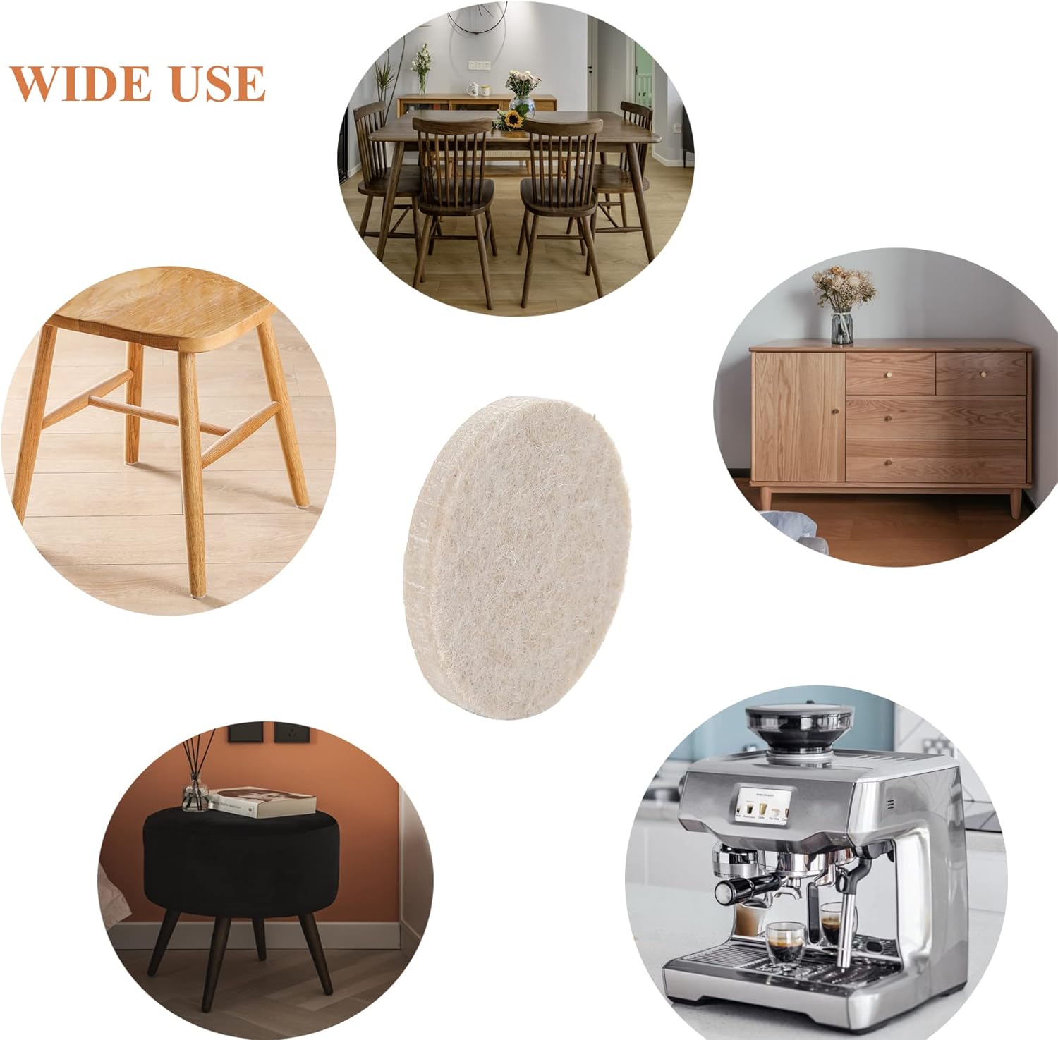 129 Piece Beige Felt Furniture Pads for Hardwood Floors - Self Adhesive Chair Sliders for Smooth Moving - Furnigear Anti Scratch Felt Pads for Round & Square Chair Feet