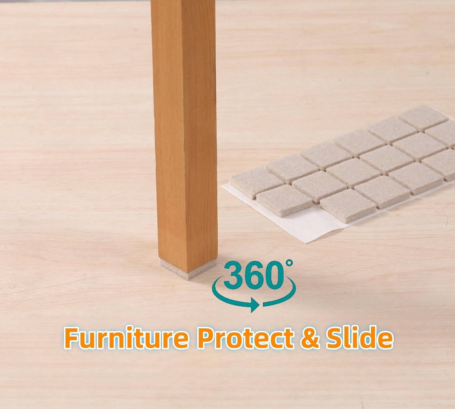 129 Piece Beige Felt Furniture Pads for Hardwood Floors - Self Adhesive Chair Sliders for Smooth Moving - Furnigear Anti Scratch Felt Pads for Round & Square Chair Feet