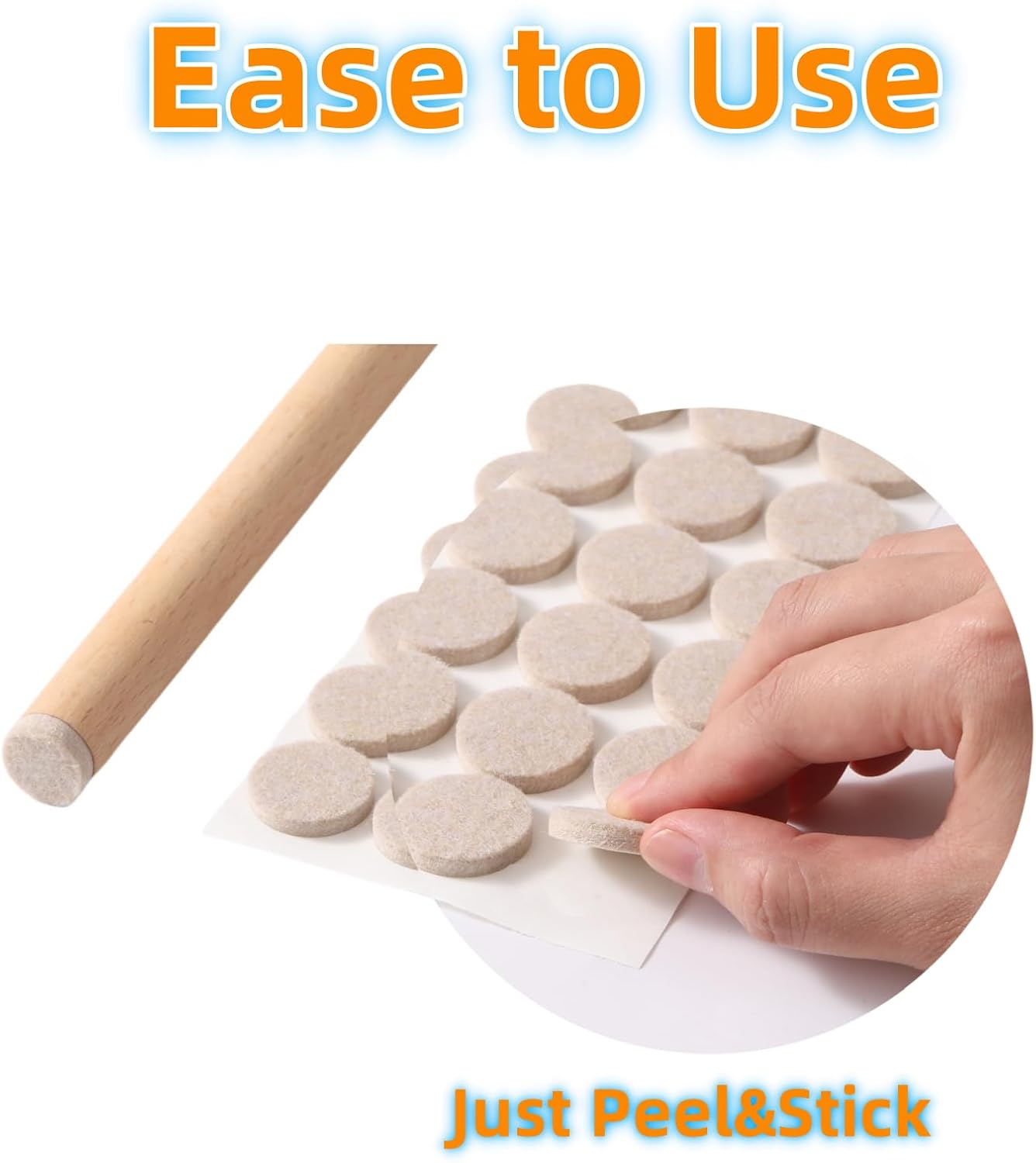 129 Piece Beige Felt Furniture Pads for Hardwood Floors - Self Adhesive Chair Sliders for Smooth Moving - Furnigear Anti Scratch Felt Pads for Round & Square Chair Feet