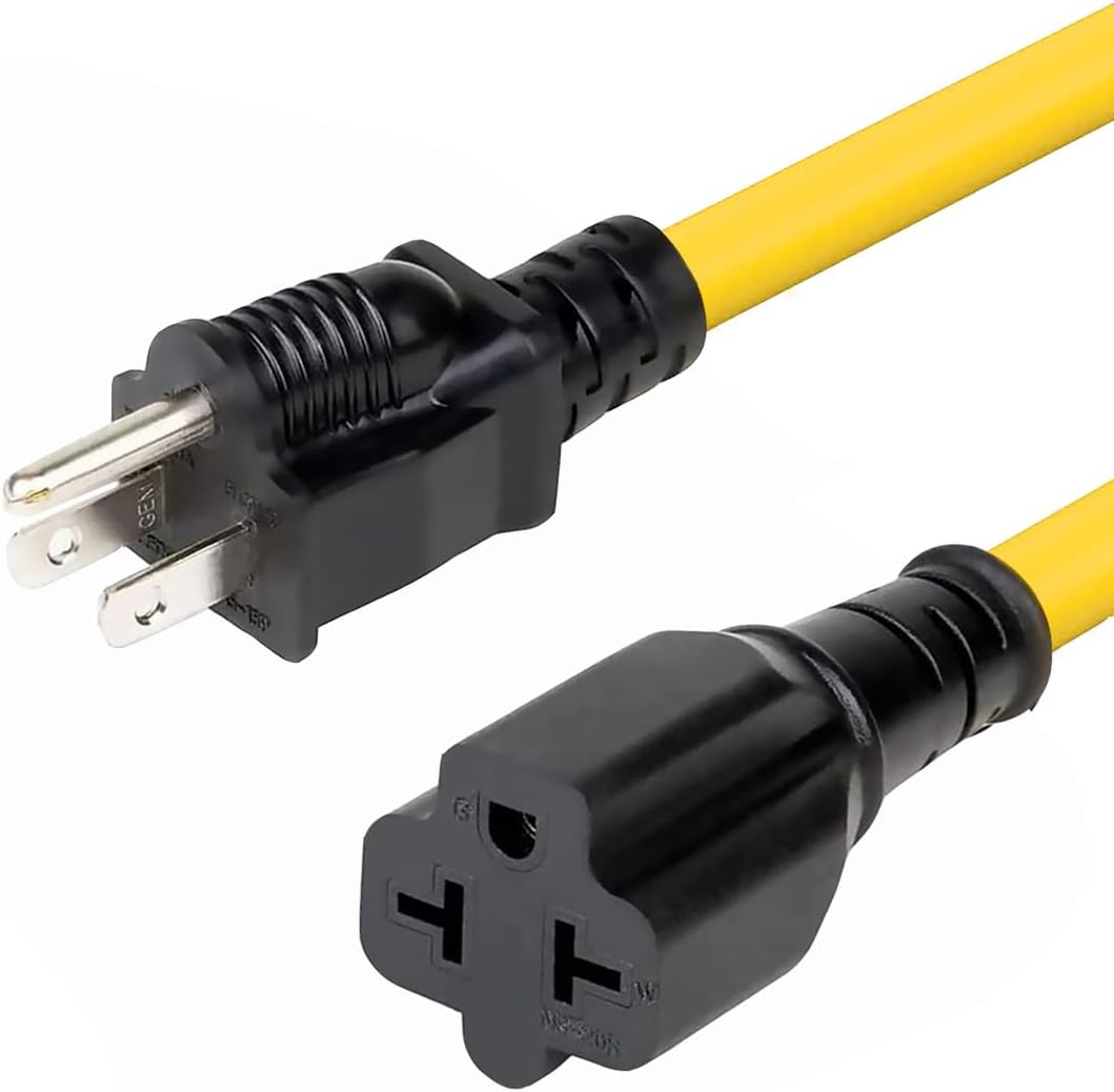 12AWG 15 Amp to 20 Amp Household AC Plug Adapter Cable for Nema 5-15P to 5-20R, 5-15P to 6-15R, 5-15P to 6-20R, 15A 125V to 20A 250V - 1FT