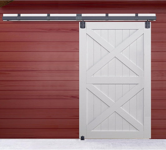 12FT Heavy Duty Exterior Sliding Barn Door Hardware Kit - Wall Mount, Fits 72in Opening, 300lbs Capacity - DIYHD - WildKart