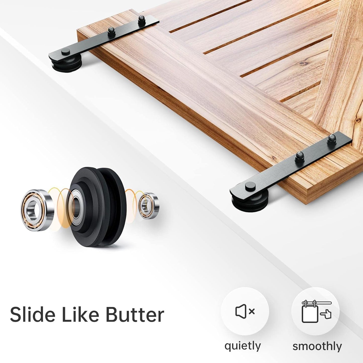 12FT Heavy Duty Sliding Barn Door Hardware Track Kit - Straight Pulley, Smooth & Quiet, Easy Installation - Fits 72" Wide Single Door - WildKart