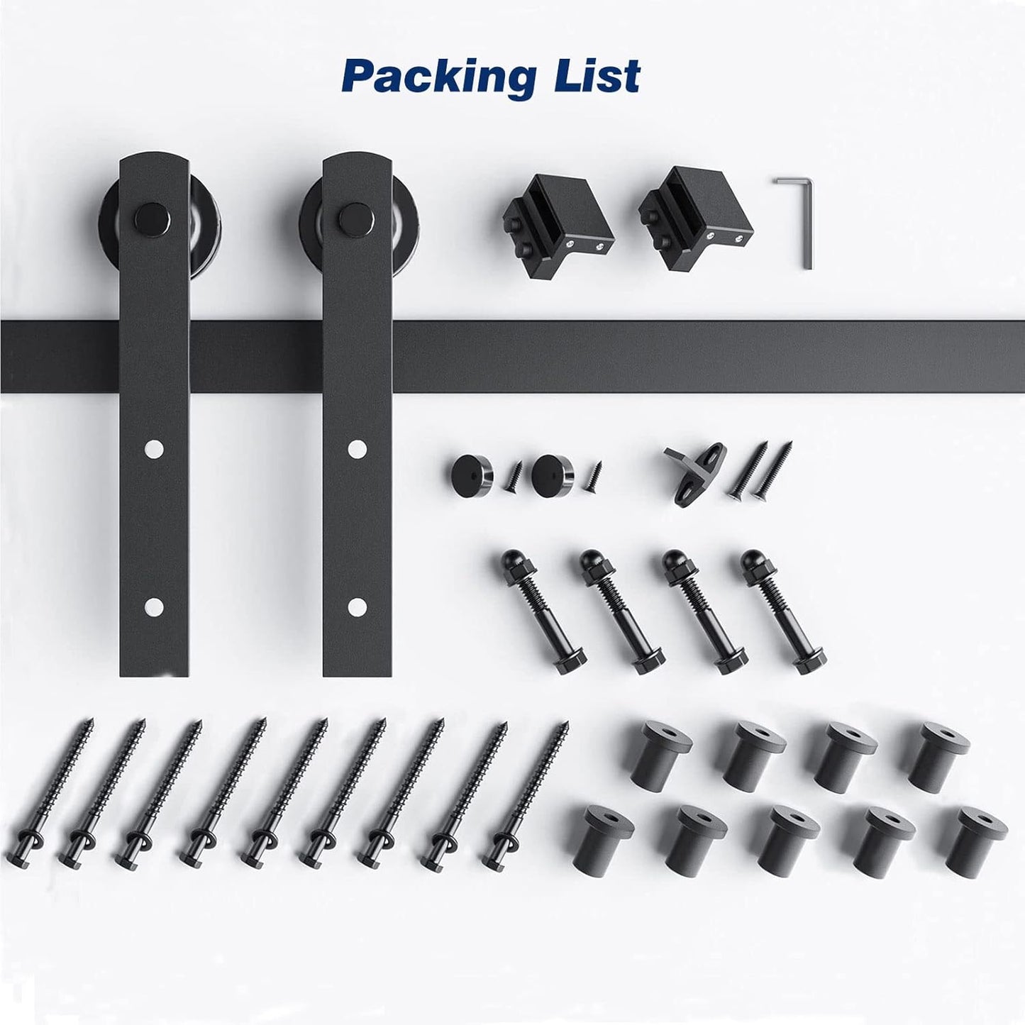 12FT Heavy Duty Sliding Barn Door Hardware Track Kit - Straight Pulley, Smooth & Quiet, Easy Installation - Fits 72" Wide Single Door - WildKart