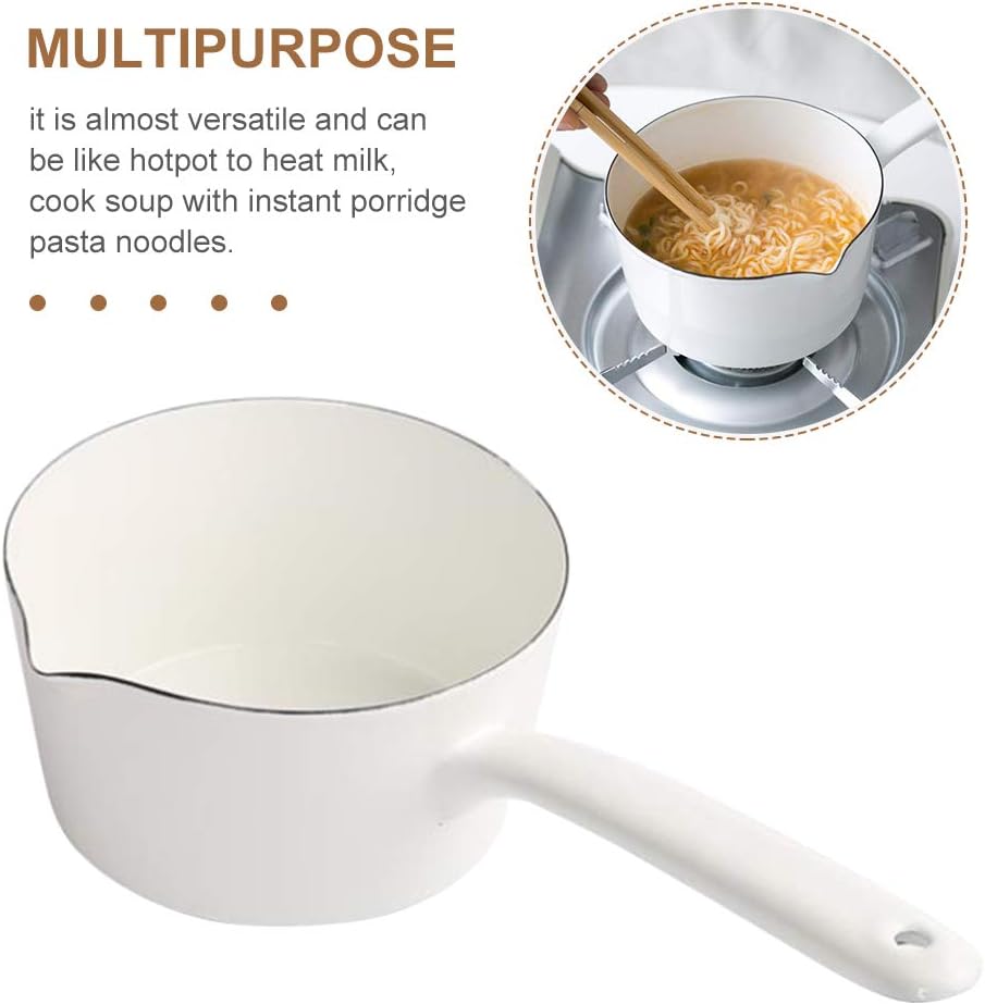 1.2L Nonstick Saucepan with Pour Spouts, Butter Warmer, Melting Pot for Gas Stove - Enamel Milk Pan for Home Kitchen