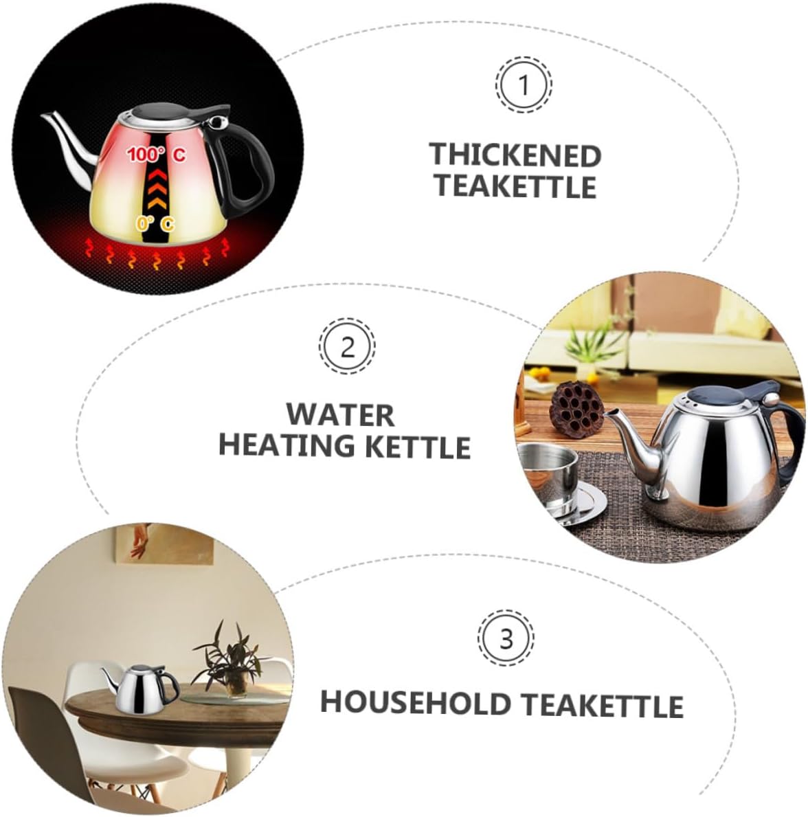 1.2L Stainless Steel Tea Kettle Maker for Electric Stove & Induction Cooker - Rustproof Household Kettle for Milk Tea Water by Mikinona