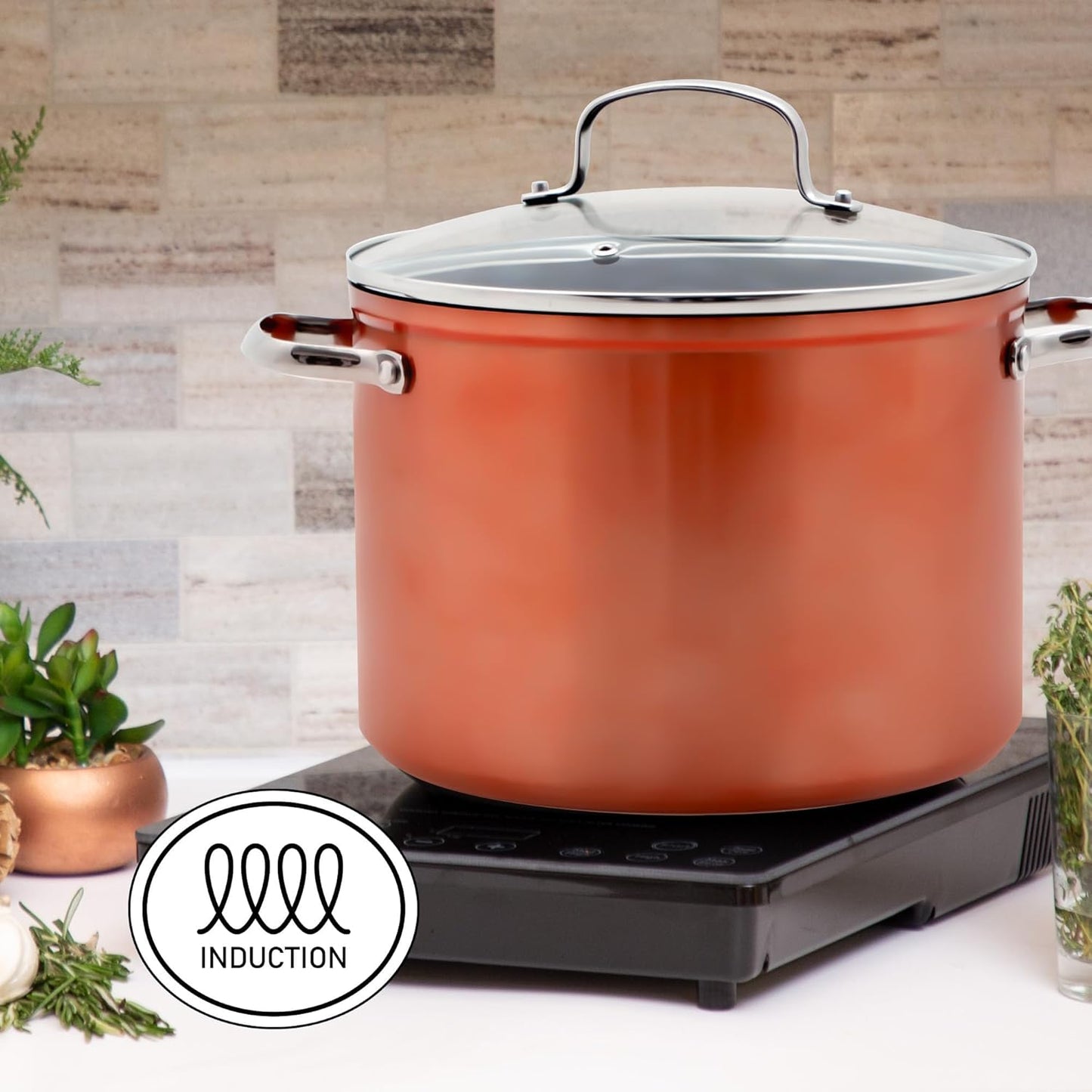 12pc Nuwave Ceramic Cookware Set - Non-Stick, Vented Glass Lids, Induction Compatible, PFAS Free