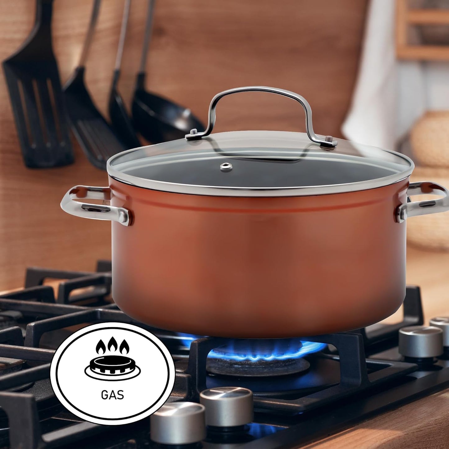 12pc Nuwave Ceramic Cookware Set - Non-Stick, Vented Glass Lids, Induction Compatible, PFAS Free