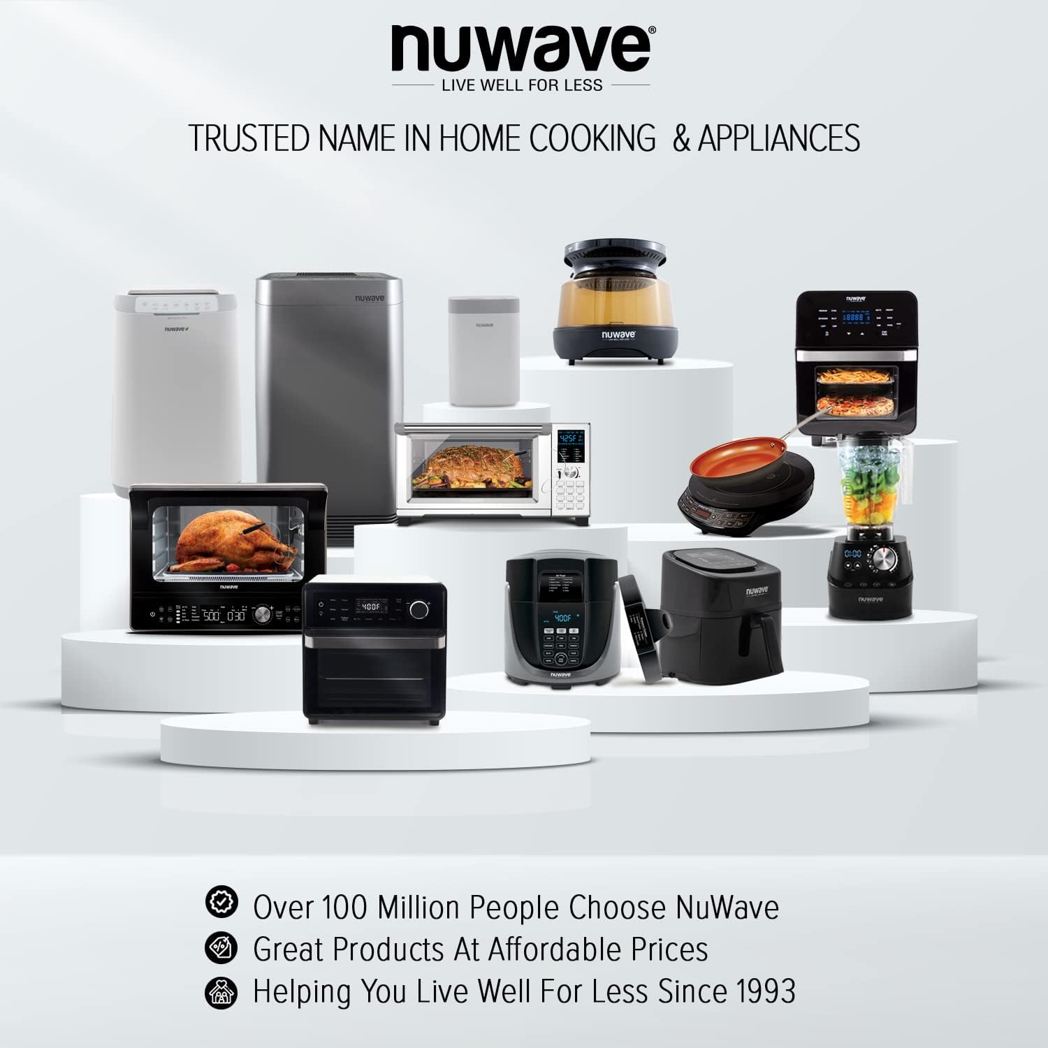 12pc Nuwave Ceramic Cookware Set - Non-Stick, Vented Glass Lids, Induction Compatible, PFAS Free